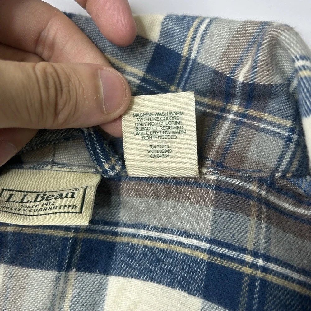 L.L.Bean Scotch Plaid Flannel Robe Men's Size XL 100% Cotton Multicolor Blue